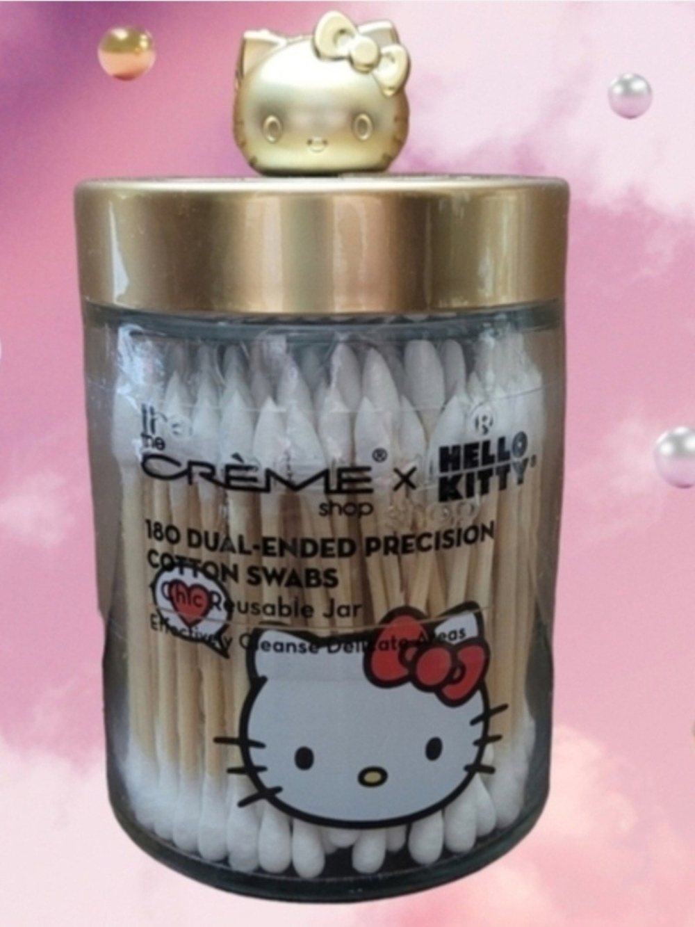 Hello Kitty Reusable Cotton Pads & Swabs Jar Set - Picture 5 of 7